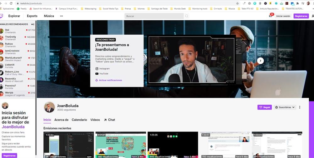 Canal de Twitch de boluda